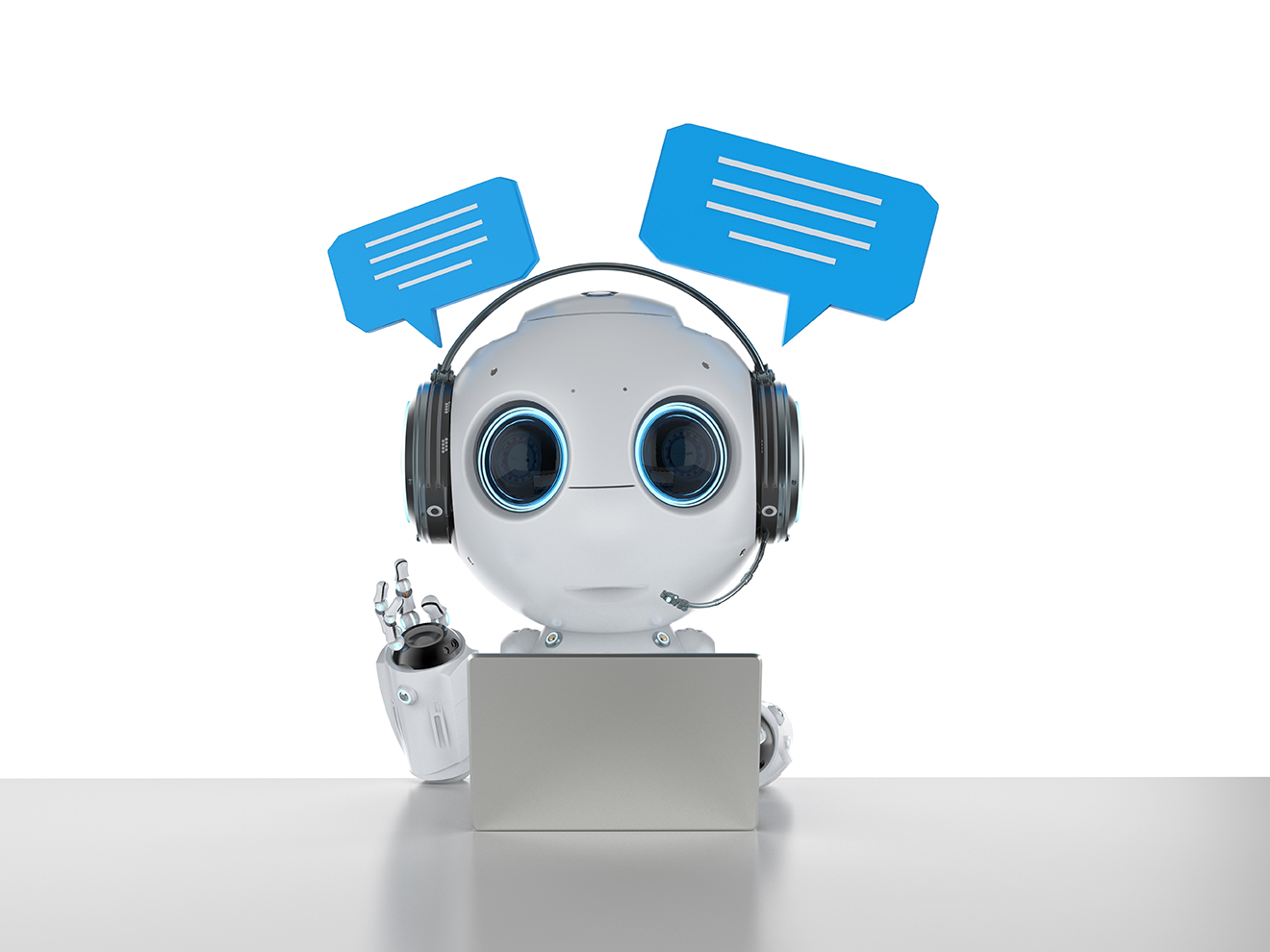 3d rendering chatbot or assistant robot chat with speech bubble